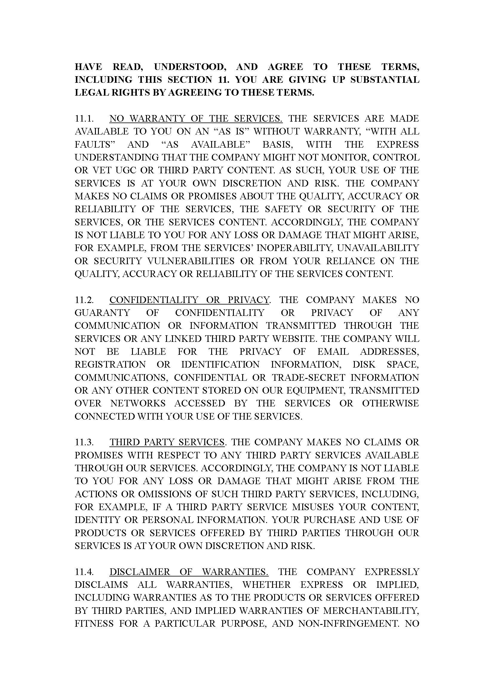 Terms of Service Page 18